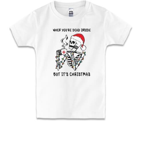 Детская футболка со скелетом it`s Christmas
